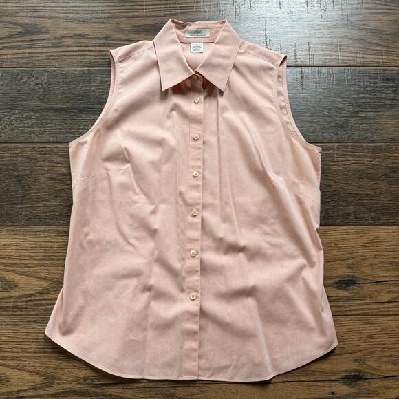 Brooks Brothers 346 Sleeveless Button Up Shirt Pink Oxford Cotton Non-Iron Sz 10 - Picture 1 of 5
